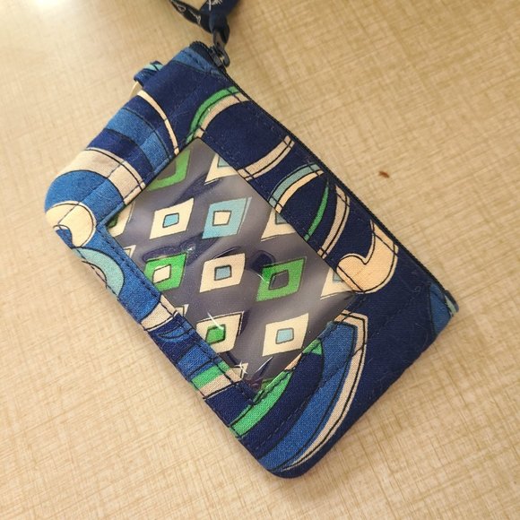 Vera Bradley Blue White and Green Floral Coin Purse Keychain - Picture 4 of 5